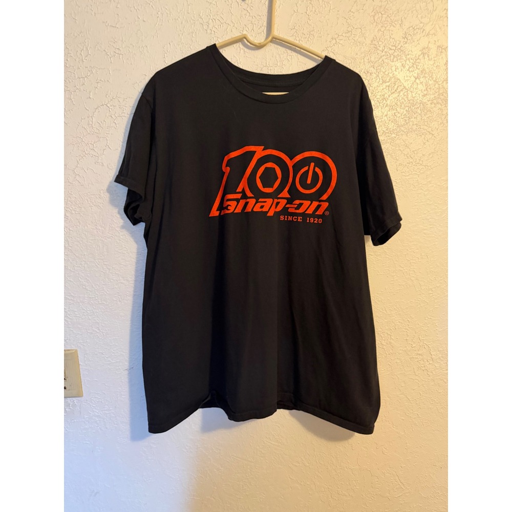 Snap-on 100th Anniversary T-Shirt Mens Black Orange Logo Evolution Graphic Tee